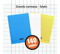 Lot De 3 Cahiers - 24x32(Cm) - Grands Carreaux - 140 Pages - Couverture En Polypro - Sans Spirale - Clairefontaine