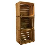 Lot de 3 caisses en bois vintage - Cagettes à fruits - Cagettes à vin - Cagettes à vin de la marque Altes Land