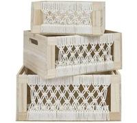 Generique Caisses gigognes Boho 35 cm Beige Lot de 3