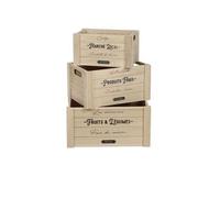 - Lot de 3 caisses rectangulaires en bois décoré - Beige