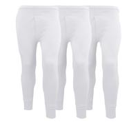 Lot de 3 Caleçons longs thermiques pour hommes, couche de base, chaleur intense, intérieur brossé, pantalon ultra doux type legging, blanc, 27-32