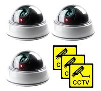 Lot de 3 caméras de surveillance factice 12,5 x 10 cm avec LED rouge clignotante pour la maison et le bureau