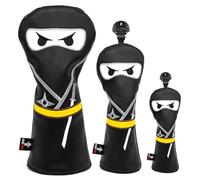 Lot de 3 Capuchons de Club de Golf à Fermeture magnétique, en Cuir Premium brodé élégant, pour Driver, Bois de Parcours, Club Hybride, en Bois, Putter Lame ou maillet, Motif Ninja.