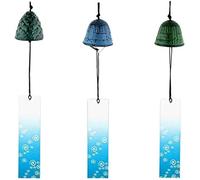 Lot de 3 carillons à vent en métal, carillon héroïque japonais style Furin antique en fer forgé pour jardin, terrasse, balcon