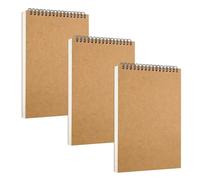 Lot de 3 carnets de croquis A6, 30 feuilles/60 pages, papier sans acide (160 g/m²), papier kraft avec reliure à spirale, pour dessin et croquis, fournitures pour artistes et étudiants
