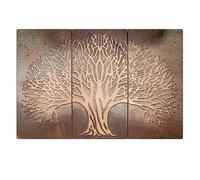 Lot de 3 carreaux de dosseret de cuisine en cuivre faits à la main - Arbre de vie - 60 x 40 cm - Carreaux décoratifs en métal pour décoration murale de qualité supérieure, œuvres d'art murales et plus