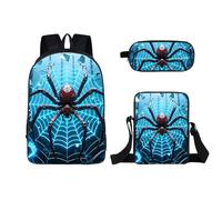 Lot De 3 Cartable Ecole Garcon Primaire Secondaire, Araignée Sac A Dos Scolaire Garçon Avec Trousse À Crayons Et Boîte À Déjeuner Sac A Dos College Fille Grand Format Imprimé 3D Dessin Animé Rucksack