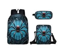Lot De 3 Cartable Ecole Garcon Primaire Secondaire, Araignée Sac A Dos Scolaire Garçon Avec Trousse À Crayons Et Boîte À Déjeuner Sac A Dos College Fille Grand Format Imprimé 3D Dessin Animé Rucksack