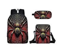Lot De 3 Cartable Ecole Garcon Primaire Secondaire, Araignée Sac A Dos Scolaire Garçon Avec Trousse À Crayons Et Boîte À Déjeuner Sac A Dos College Fille Grand Format Imprimé 3D Dessin Animé Rucksack