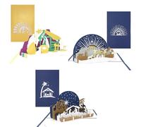 Lot de 3 cartes de Noël 3D dans un lot de 3 cartes de vœux de Noël avec crèche - Cartes de vœux de la famille de Noël dans un coffret cadeau et cartes de vœux pour Noël