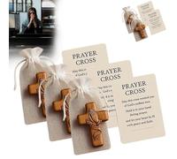 Lot de 3 cartes de prière en bois faites à la main, un sanctuaire de poche, croix de confort en bois faite à la main, croix de prière divine, une étreinte silencieuse de foi
