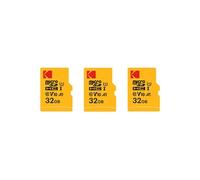 Kodak Lot de 3 Cartes Mémoire Micro SDXC 32 Go Premium - Classe 10 UHS-I - Haute Vitesse et Fiabilité pour Smartphones, Caméras, Tablettes et Consoles