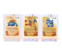Lot de 3 cartes métallique Pokémon - Dracaufeu + Tortank + Florizarre Niveau 2 - version Française