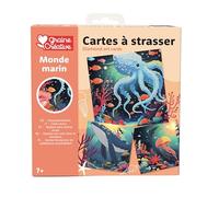 Lot de 3 cartes pour décorer avec des diamants du monde marin