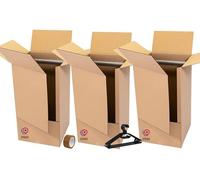Lot de 3 Cartons Penderie 50x50x100 cm avec Tringles - Fabriqués en France + 1 Rouleau Adhésif & 10 Cintres Offerts | Déménagement Vêtements, Rangement, Robuste