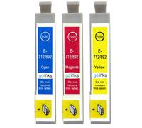 Lot de 3 cartouches d'encre compatibles Go Inks C/M/Y, 13,5 ml, pour Epson Stylus - remplacements T0712/T0713/T0714