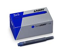 Lot de 3 cartouches d'encre effaçables LAMY T10 à grande capacité - compatibles avec tous les modèles de stylos plume Lamy - Contenance: 1,25 ml/cartouche - 5 pcs/paquet - Couleur de l'encre: bleu