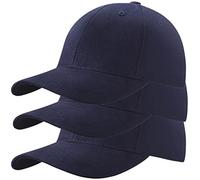 Lot de 3 casquettes de baseball pour homme et femme, 100 % coton, casquette de baseball, de sport, décontractée, unie, style polo classique, Taille unique