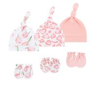 Lot de 3 casquettes d'hôpital douces et confortables pour bébé avec moufles assorties pour garçons et filles de 0 à 1 mois, unisexes, lavables en machine, Couleur 12, taille unique