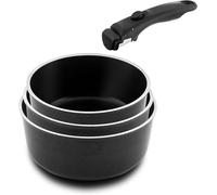 - Lot De 3 Casseroles 16, 18 Et 20 Cm Revêtue Avec Poignée Amovible - Arom - Acier Inoxydable , Finition
