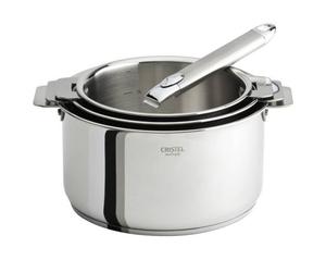 Lot de 3 casseroles Cristel Casteline + 1 poignée amovible Zénith