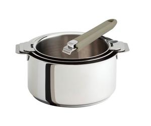 Lot de 3 casseroles Cristel Mutine + poignée amovible - Couleur de la poignée: Taupe
