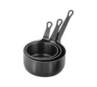 Lot de 3 casseroles en acier inoxydable avec poignée ergonomique pour ketchup, moutarde, desserts, 60 ml, 80 ml, 100 ml (noir)