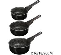 Lot de 3 Casseroles Poignée Amovible ""Pierre"" 20cm Noir