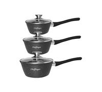 Lot de 3 Casseroles Revêtement Antiadhésif et Anticorrosion avec Couvercle, Noir