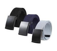 Lot de 3 ceintures réglables en toile de couleur unie pour homme - 3,8 x 130 cm, Noir, bleu marine, gris, 3.8 x 130 cm ( W x L )