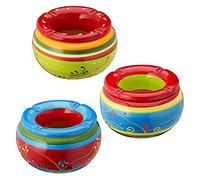 Lot de 3 cendrier tempête « Provence » - Diamètre : 13,5 cm - Céramique multicolore - Embout amovible - Cendrier à vent (3 cendrier tempête « Provence » - Diamètre : 13,5 cm)