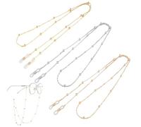 Lot de 3 chaînes de lunettes, cordon de lunettes de soleil, chaîne de fixation de protection solaire antidérapante avec anneau en caoutchouc, chaîne antidérapante réglable pour femmes et hommes