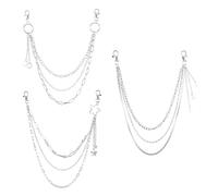 Lot de 3 chaînes de pantalon punk, chaîne de jean, chaîne de poche, ceinture gothique, punk, chaînes de jeans superposées, chaînes vintage, rock, hip-hop, chaîne de portefeuille pour femmes et hommes