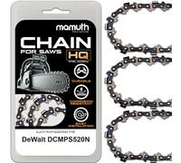 Lot de 3 chaînes de tronçonneuse 20 cm 1,1 mm 3/8" 34TG pour DeWalt DCMPS520N