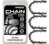 Lot de 3 chaînes de tronçonneuse 20 cm 1,1 mm 3/8" 34TG pour Stanley SFMCPS620B-XE