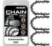 Lot de 3 chaînes de tronçonneuse 25 cm 1,3 mm 3/8" 40 TG pour Greenworks 24 V