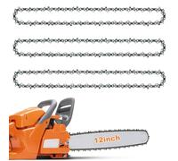 Lot de 3 chaînes de tronçonneuse pour barre de 30,5 cm, 45 maillons d'entraînement, calibre 1 cm LP .43"