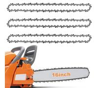 Lot de 3 chaînes de tronçonneuse pour barre de 40 cm, 56 maillons d'entraînement, calibre 3/8" LP 0,1 cm, chaîne de rechange compatible avec Titan TTL758CHN, Hyundai HYC2400E, Einhell GH-EC 2040