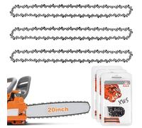 Lot de 3 chaînes de tronçonneuse pour barre de 50 cm, 76 maillons d'entraînement, calibre 0,1 cm, pas de 0,8 cm, chaîne de rechange compatible avec Hyundai 62 cc, Timberpro et autres tronçonneuses