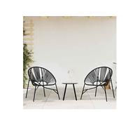 vidaXL Ensemble de 3 chaises de jardin poly rotin noir