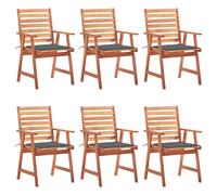 Lot de 3 Chaises à Manger d'Extérieur avec Coussins Siège Acacia Massif vidaXL