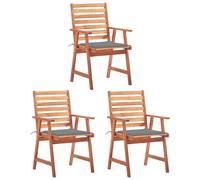 Lot de 4 Chaises à Manger d'Extérieur avec Coussins Siège Acacia Massif vidaXL