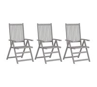 vidaXL Tuinstoelen verstelbaar 3 st massief acaciahout grijs310618 Gris G