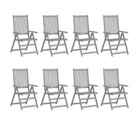 Lot de 3 Chaises Inclinables de Jardin Sièges Gris Bois Solide Acacia vidaXL