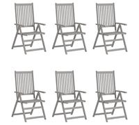 Lot de 3 Chaises Inclinables de Jardin Sièges Gris Bois Solide Acacia vidaXL