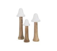 Lot de 3 Champignons "Fins" 30cm Naturel & Blanc