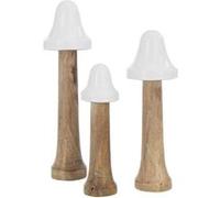 Lot de 3 Champignons "Fins" 30cm Naturel & Blanc G