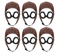 Lot de 3 chapeaux d'aviateur VE Day pour adultes - Marron - Look cuir vieilli - Avec paire de lunettes attachées - Accessoire de déguisement de pilote de la Seconde Guerre mondiale