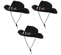 Lot de 3 chapeaux de brousse australiens - Chapeau Outback noir avec fausses dents - Accessoire de déguisement pour adulte - Fête de l'Australie - Chasseur de crocodile