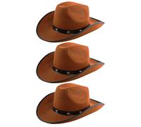 Lot de 3 chapeaux de cowboy cloutés marron avec étoiles